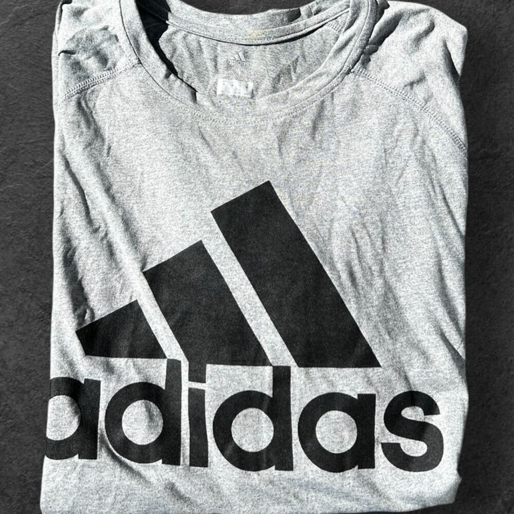 Adidas T-shirt, gray athletic, crewneck, short sleeve.  Men's XL